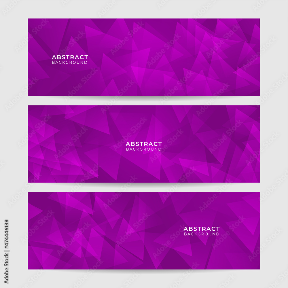 Triangle shape Purple Abstract Geometric Wide Banner Design Background