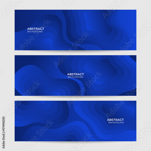 Wave Bloob Blue Abstract Geometric Wide Banner Design Background © SyahCreation