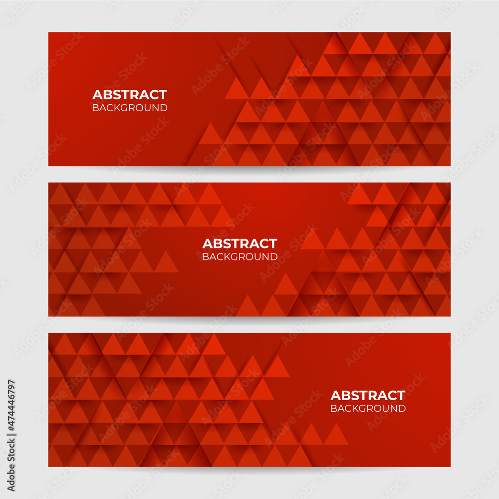 Fototapeta premium 3d Triangle shape Red Abstract Geometric Wide Banner Design Background