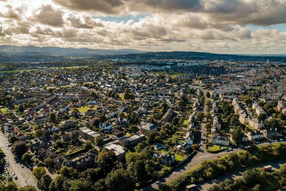 Aerial view of Edinburgh, Scotland.  Despite being a tourist hot spot, Edinburgh manages to preserve its old architecture while still embracing its modern buildings