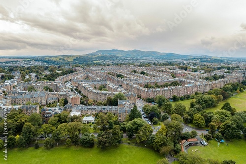 Aerial view of Edinburgh  Scotland.  Despite being a tourist hot spot  Edinburgh manages to preserve its old architecture while still embracing its modern buildings