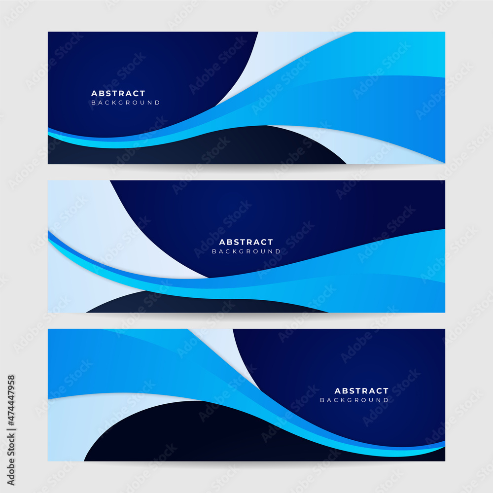 Wave Tech Dark Blue Abstract Memphis Geometric Wide Banner Design Background