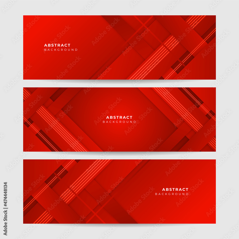 Strapes Red Abstract Memphis Geometric Wide Banner Design Background