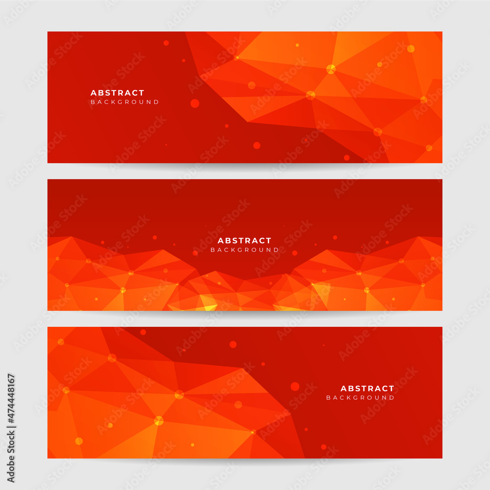 Gradient Low Poly RedAbstract Memphis Geometric Wide Banner Design Background