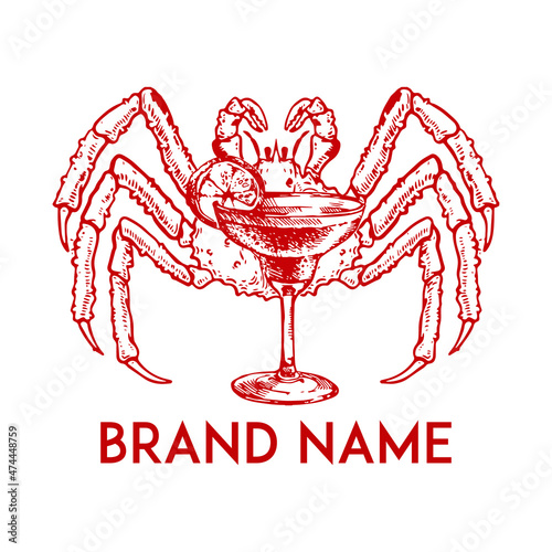 Crab and Cocktail Seafood Restaurant Logo Concept
