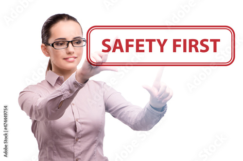 Safety first concept with businesswoman