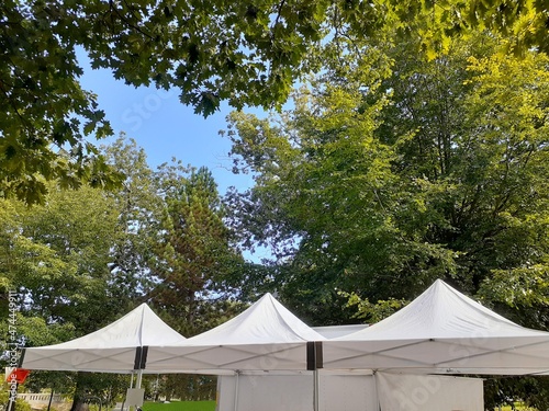 beautiful white triple peak outdoors party  events  or market tent