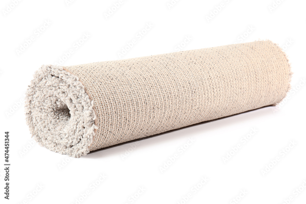 Modern rolled carpet on white background Modern rolled carpet on white background