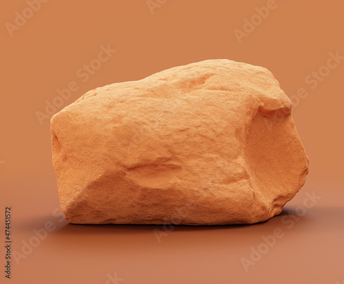 Single color yellow rocks in a flat yellow color background for product displays with copy space, 3d Rendering