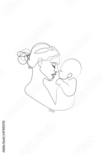 Mother Holding a Baby Print, Printable Nursery Line Art, Mother and Baby Wall Line Art, Minimal Line Art, Mother and Child Line Drawing