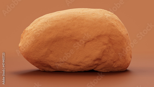 Single color yellow rocks in a flat yellow color background for product displays with copy space, 3d Rendering