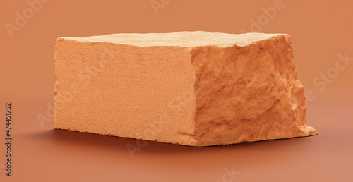 Single color yellow rocks in a flat yellow color background for product displays with copy space, 3d Rendering