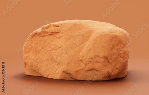 Single color yellow rocks in a flat yellow color background for product displays with copy space, 3d Rendering