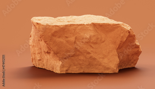 Single color yellow rocks in a flat yellow color background for product displays with copy space, 3d Rendering