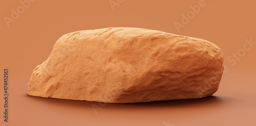 Single color yellow rocks in a flat yellow color background for product displays with copy space, 3d Rendering