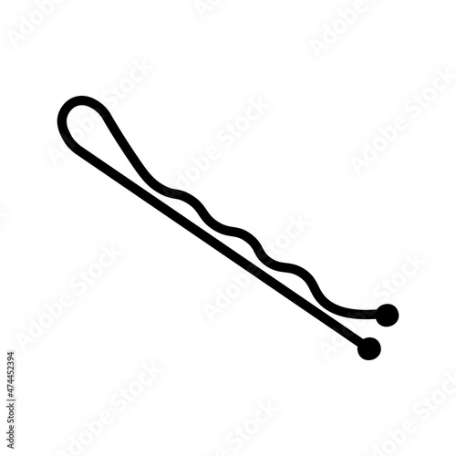Hair-clip. Hair pin silhouette. Hairpin flat icon. Vector illustration in doodle style isolated on background
