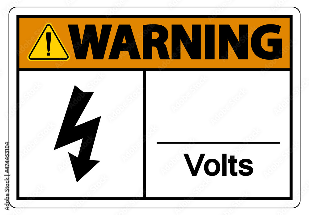Fototapeta premium Warning Volts Symbol Sign On White Background