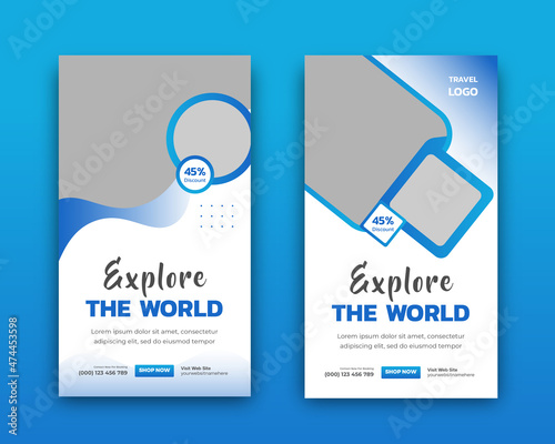 Travel Holiday Summer travel and tourism Social media  stories templates A set of social media story layouts travel flight beach Vector editable illustration Instagram story use for travel agency