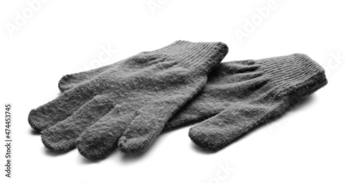 Pair of winter gloves isolated on white background