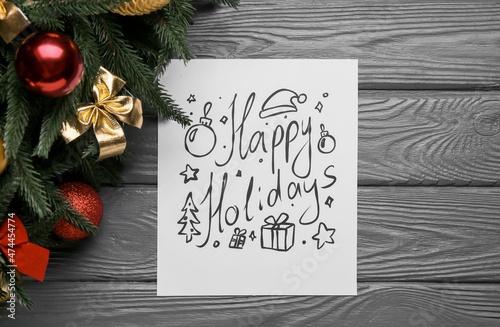 Text HAPPY HOLIDAYS and Chr...