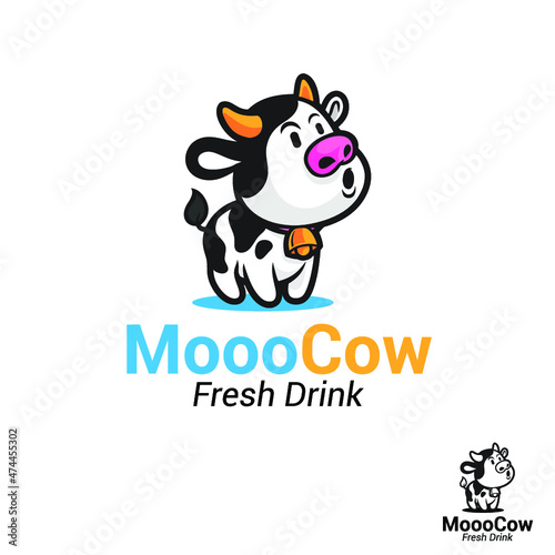 Cow moo cartoon logo mascot