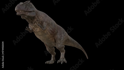 Hybrid Giganotosaurus Cinematic roar animation of background, 3d rendering