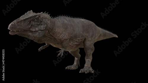 Hybrid Giganotosaurus Cinematic roar animation of background, 3d rendering © racksuz