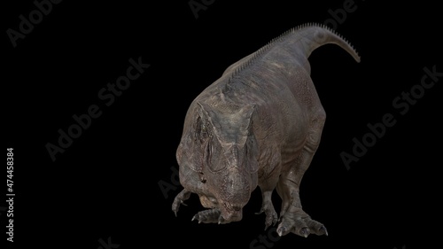 Hybrid Giganotosaurus Cinematic roar animation of background, 3d rendering