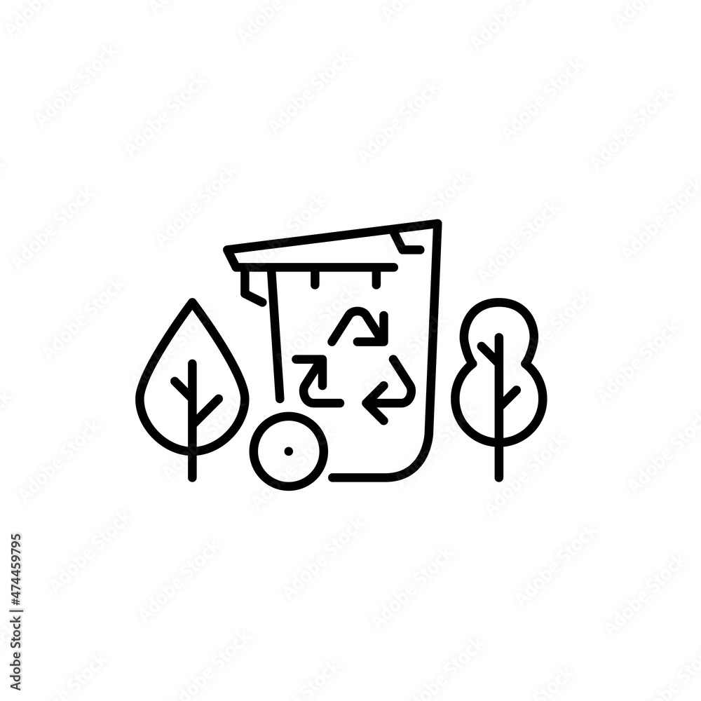 Recycling waster management. Garbage separation as eco-friendly sustainable lifestyle. Pixel perfect, editable stroke icon Recycling waster management. Garbage separation as eco-friendly sustainable lifestyle. Pixel perfect, editable stroke icon