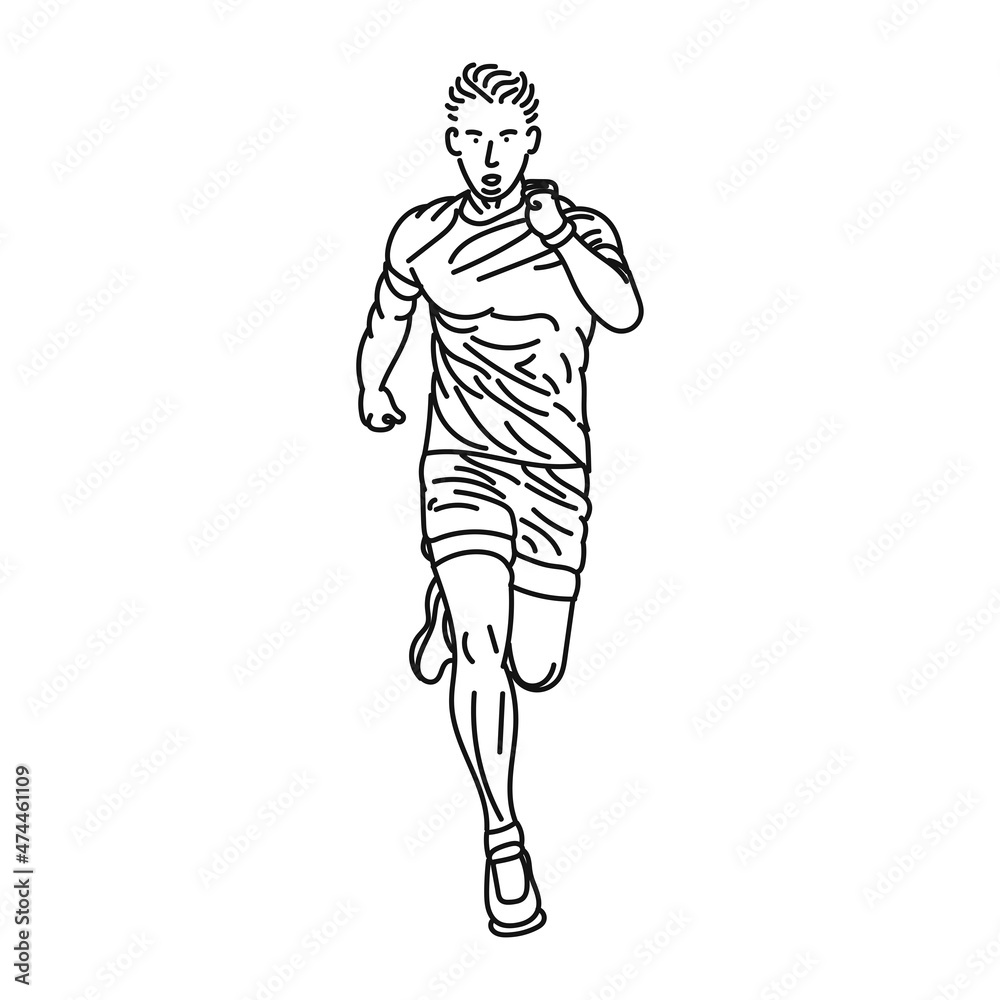 Obraz premium line art of man posing in running style