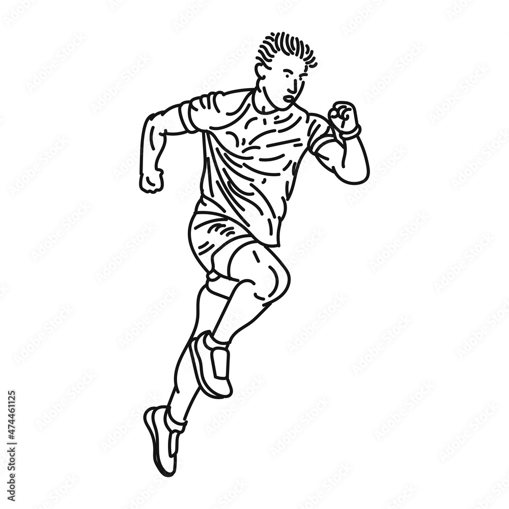 line art of man posing in running style line art of man posing in running style