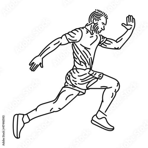 line art of man posing in running style © Hanif Amrullah