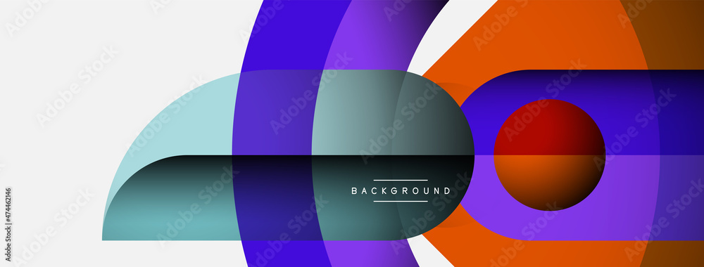 Fototapeta premium Geometric abstract background. Round shapes, circles, lines composition for wallpaper banner background or landing page
