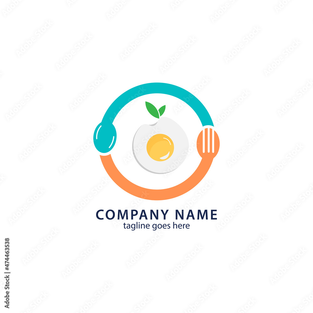 Fototapeta premium Food Logo Design Elements, spoon, fork with egg editable