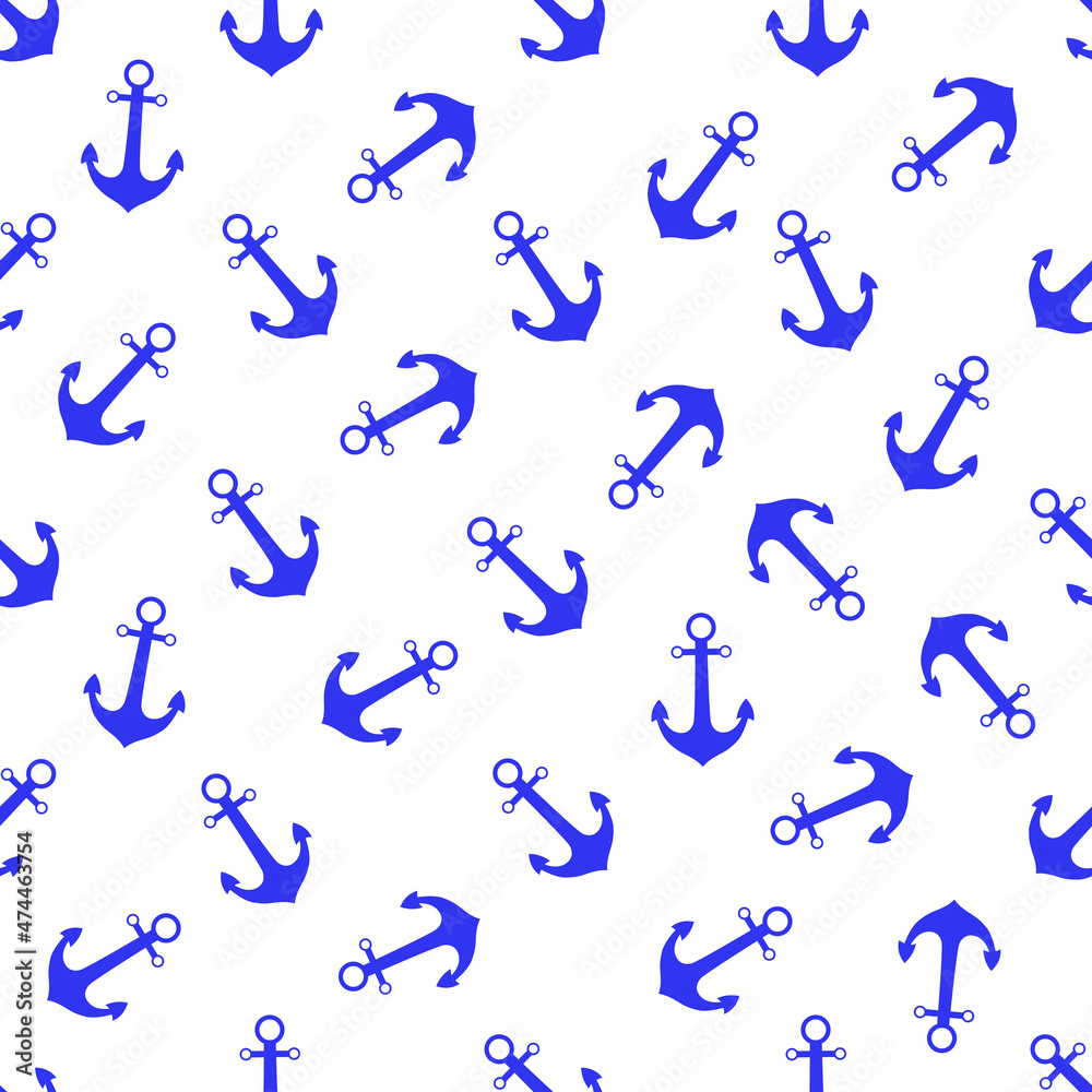 Seamless vector pattern with anchors. Design for wallpaper, gift paper, clothing, textiles, web page background, surface textures.