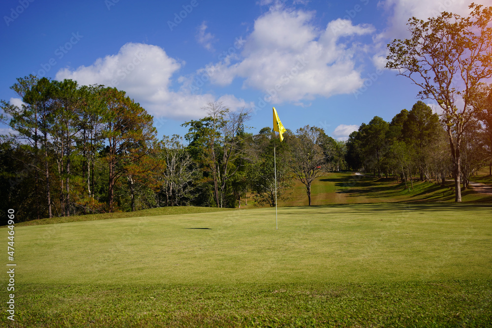 Golf course with a rich green turf beautiful scenery. Golf course with a rich green turf beautiful scenery.