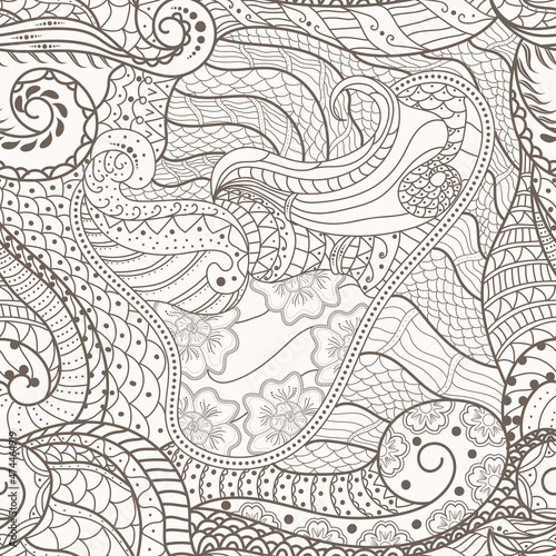 design doodle line drawn abstract ethnic seamless pattern