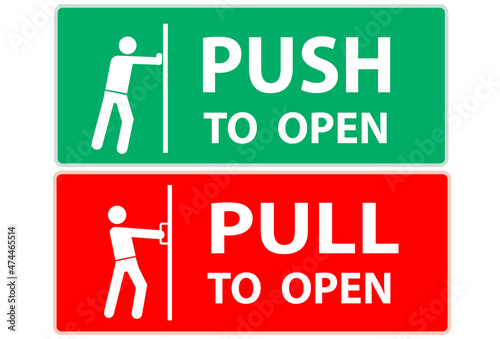 Pull and push to open door icon design. Vector photo
