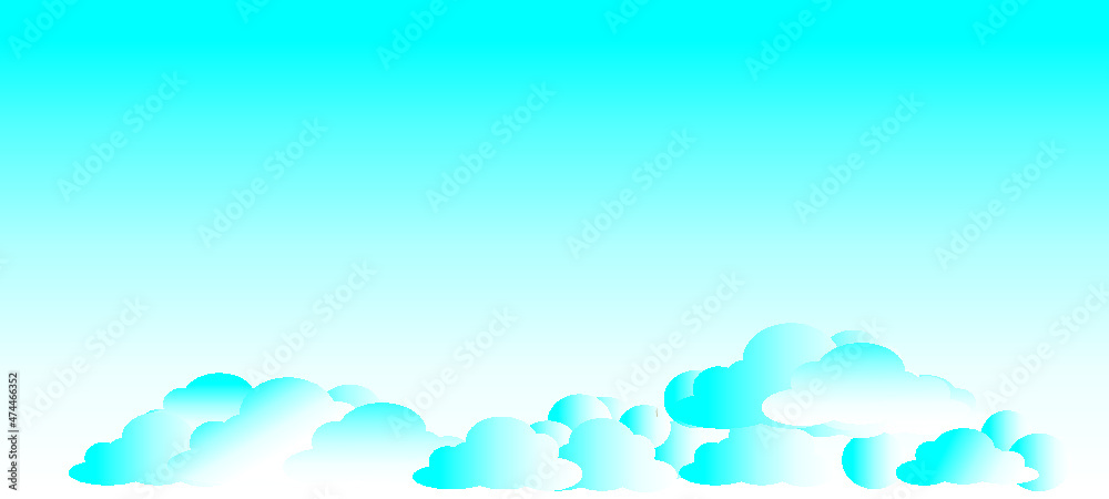 Blue cloud shapes clipart pack.Illustration Cloud in sky Seamless Pattern Cartoon for Kid on blue background.