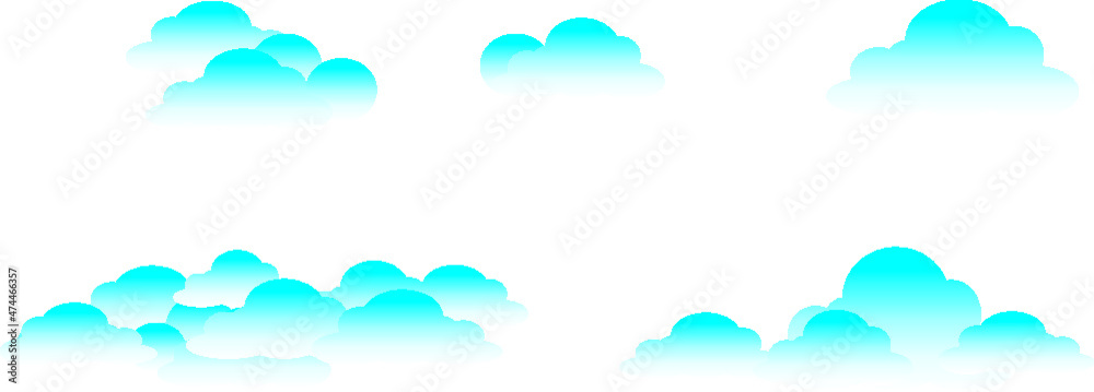 Fototapeta premium Blue cloud shapes clipart pack.Illustration Cloud in sky Seamless Pattern Cartoon for Kid on blue background.