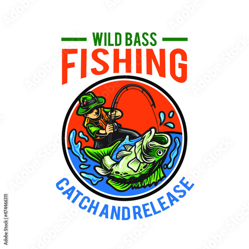 wild fishing cartoon logo mascot