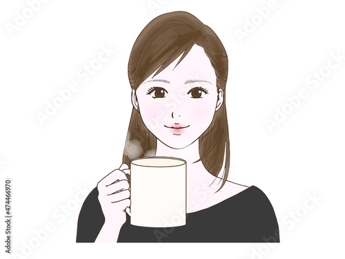 セミロングの女性_マグカップ②