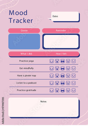 Pink Abstract Modern Mood Tracker Planner