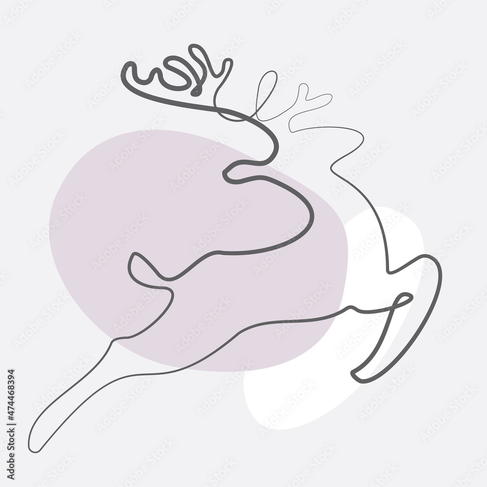 Prancing reindeer contour line drawing isolated vector icon