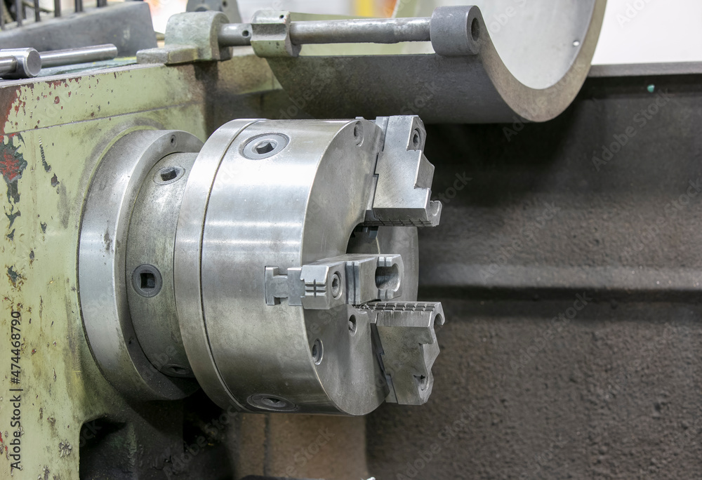 Turning head of old automated lathe Machine tool close up view. Turning head of old automated lathe Machine tool close up view.