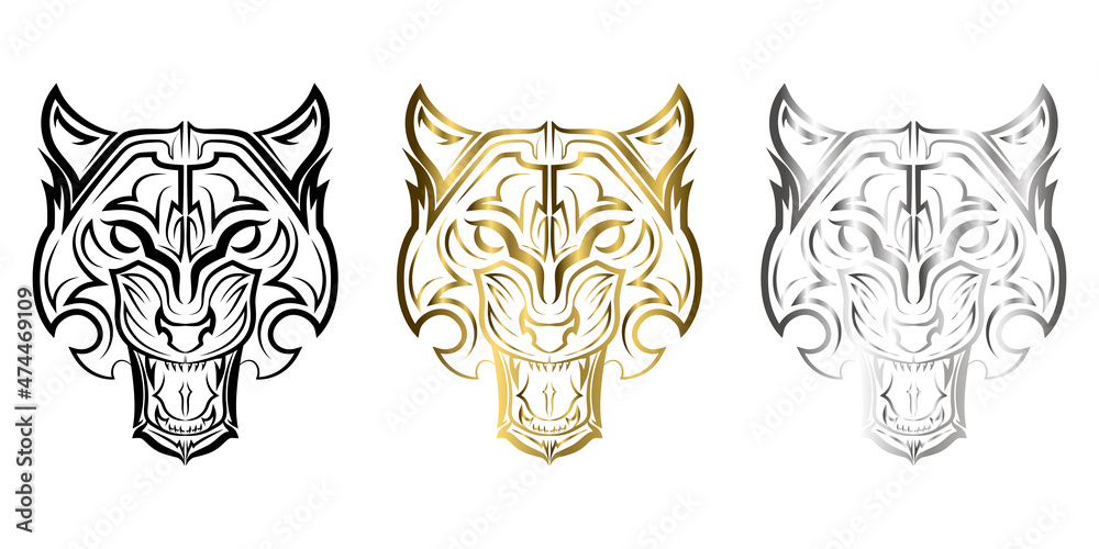 Line art of tiger head. Good use for symbol, mascot, icon, avatar, tattoo, T Shirt design, logo or any design you want.