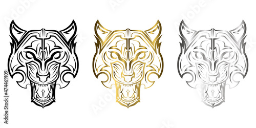 Line art of tiger head. Good use for symbol, mascot, icon, avatar, tattoo, T Shirt design, logo or any design you want.