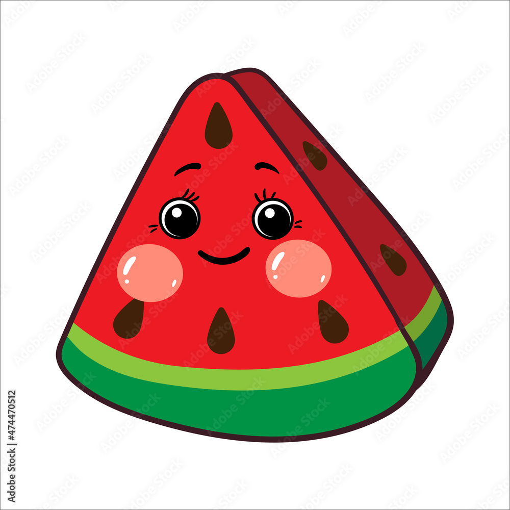 watermelon vector flat cartoon character illustration. Funny happy cute happy little icon for kids. Isolated on a white background. watermelon vector flat cartoon character illustration. Funny happy cute happy little icon for kids. Isolated on a white background.
