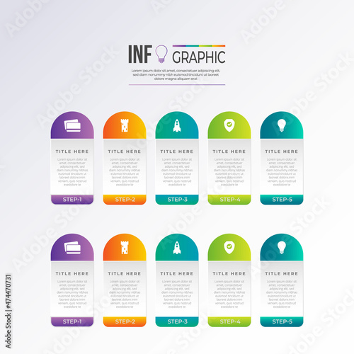 Infographics design template, 3D Business concept with 5 steps or options, can be used for workflow layout, diagram, annual report, web design. Creative banner, label vector