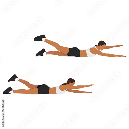 Woman doing alternating plank exercise flat vector illustration isolated on white background